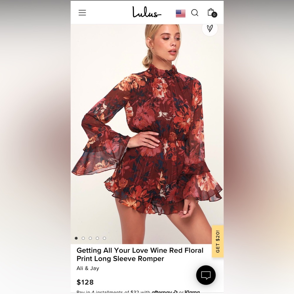 Lulus Getting All Your Love Red Wine Floral Print Long Sleeve Floral